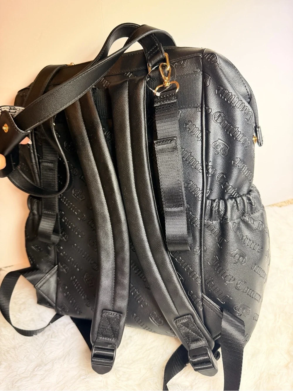 Juicy Couture Black Embossed Logo Backpack